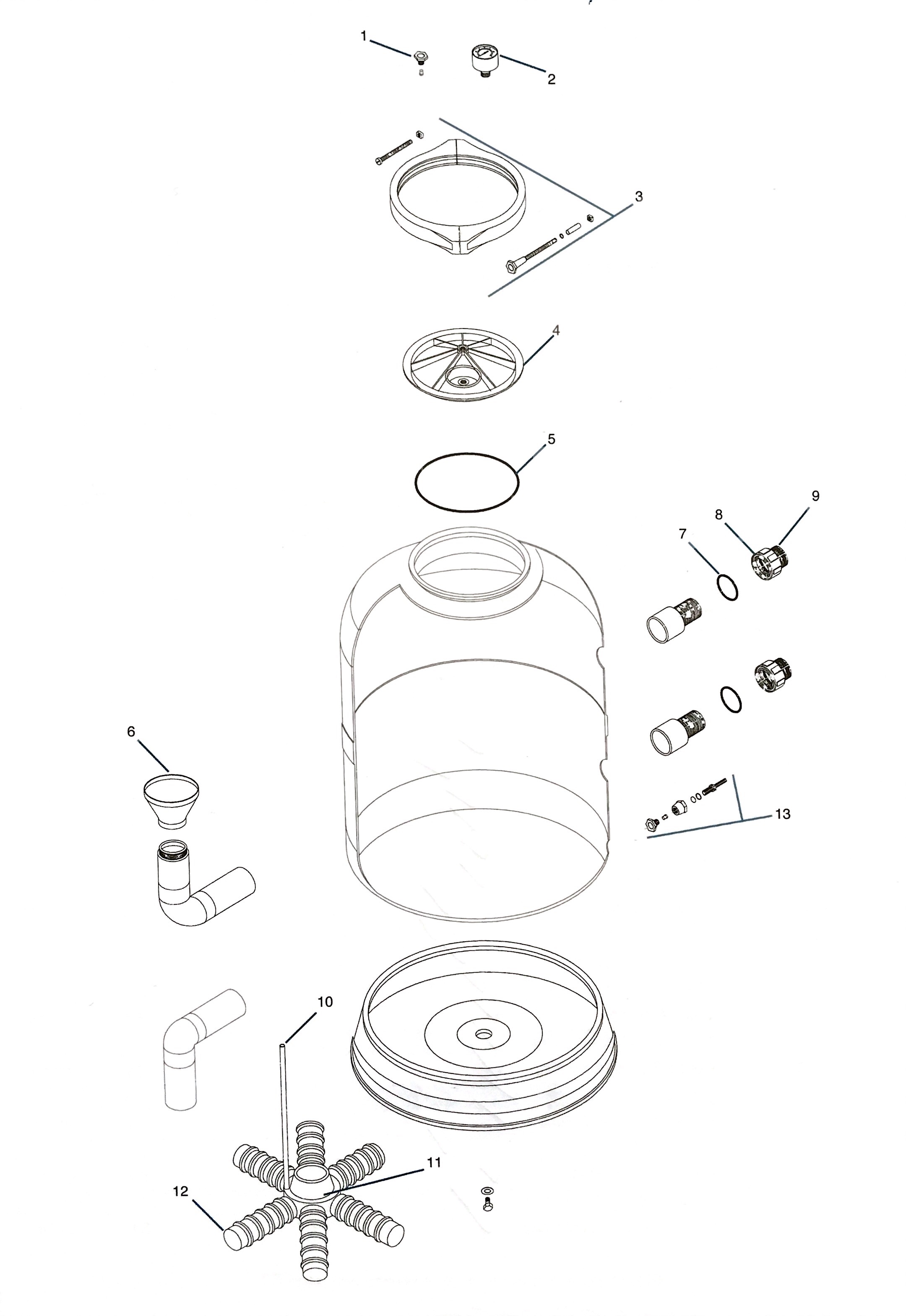 Endurance 20 to 30 inch Sand Filter Parts Diagrammm